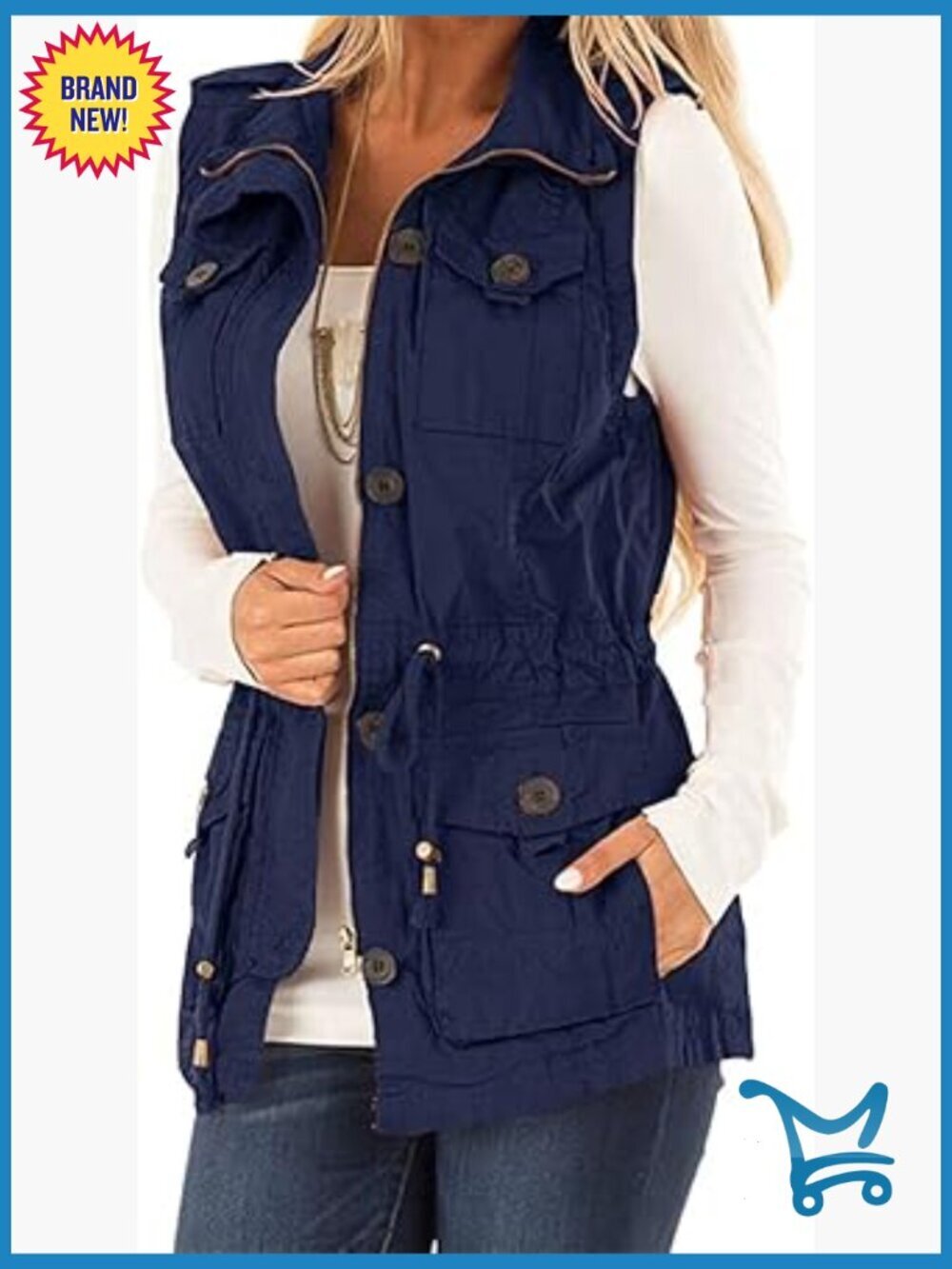 Women's Sleeveless Military Utility Vest with Pockets Lightweight Casual